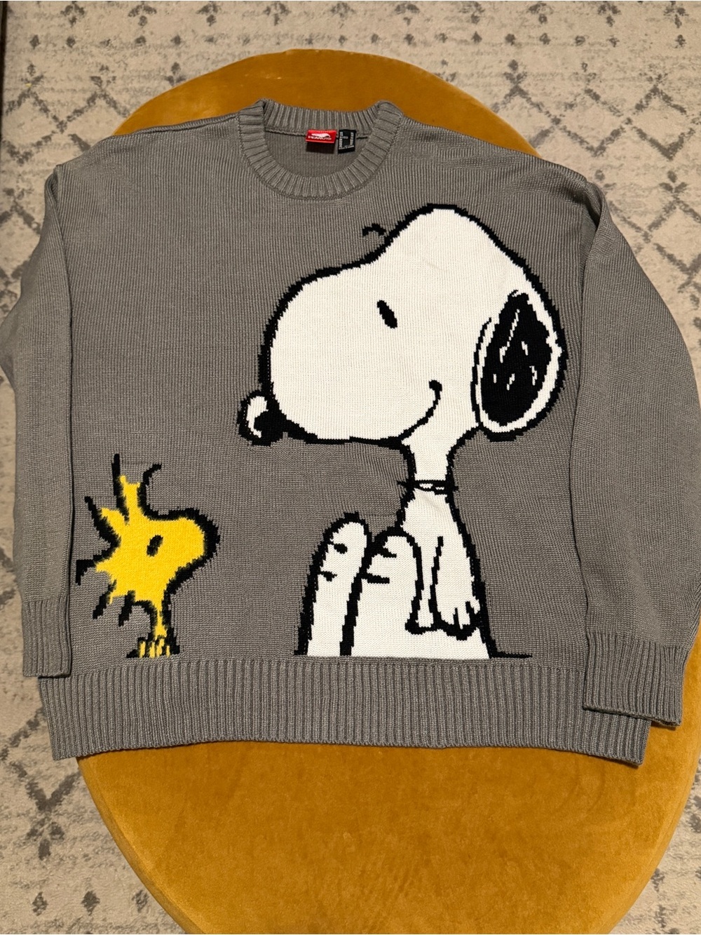 Peanuts Oversized Crewneck Sweater with Snoopy & Woodstock Size XL